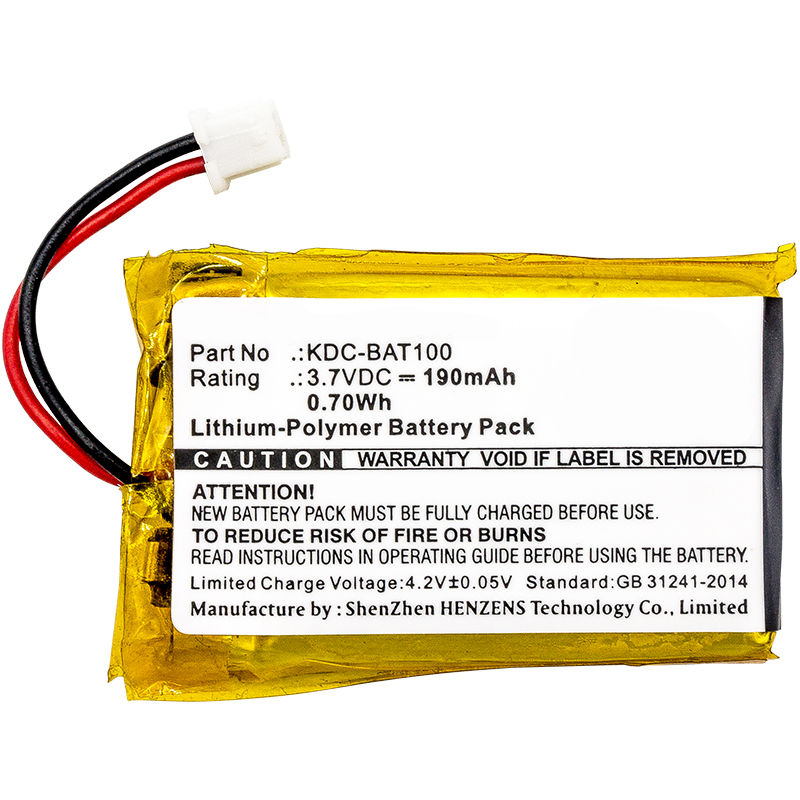 Synergy Digital Barcode Scanner Battery, Compatible with KOAMTAC 02-980-8680, KDC-BAT100 Barcode Scanner Battery (3.7V, Li-Pol, 190mAh)