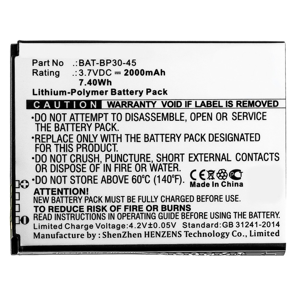 Synergy Digital Barcode Scanner Battery, Compatible with Bluebird BAT-BP30-45 Barcode Scanner Battery (Li-Pol, 3.7V, 2000mAh)