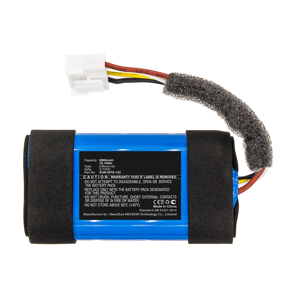 Synergy Digital Speaker Battery, Compatible with JBL SUN-INTE-152 Speaker Battery (Li-ion, 3.7V, 6800mAh)