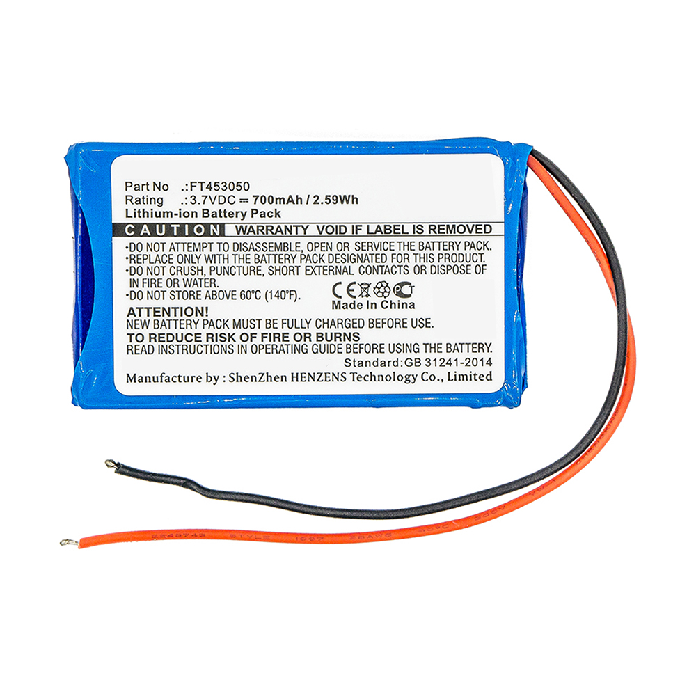 Synergy Digital Speaker Battery, Compatible with JBL FT453050 Speaker Battery (Li-ion, 3.7V, 700mAh)