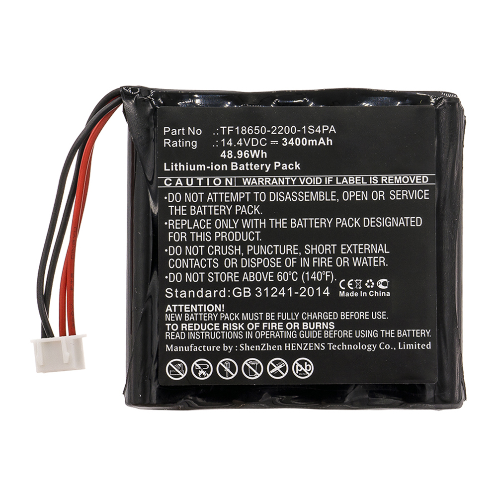 Synergy Digital Speaker Battery, Compatible with TF18650-2200-1S4PA Speaker Battery (14.4V, Li-ion, 3400mAh)