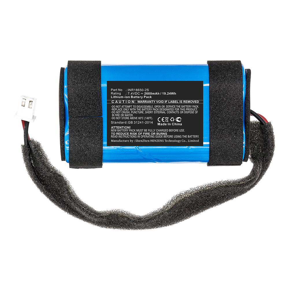 Synergy Digital Speaker Battery, Compatible with INR18650-2S Speaker Battery (7.4V, Li-ion, 2600mAh)