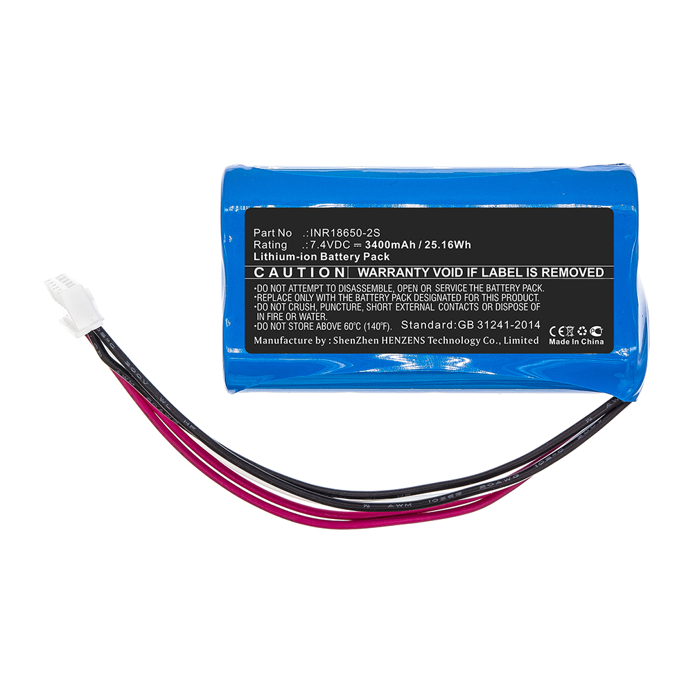 Synergy Digital Speaker Battery, Compatible with INR18650-2S Speaker Battery (7.4V, Li-ion, 3400mAh)