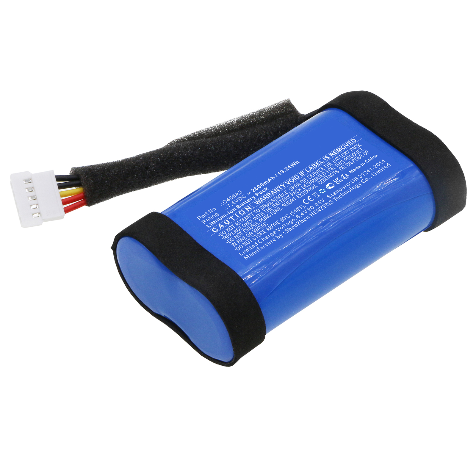 Synergy Digital Speaker Battery, Compatible with Marshall C406A3 Speaker Battery (Li-ion, 7.4V, 2600mAh)