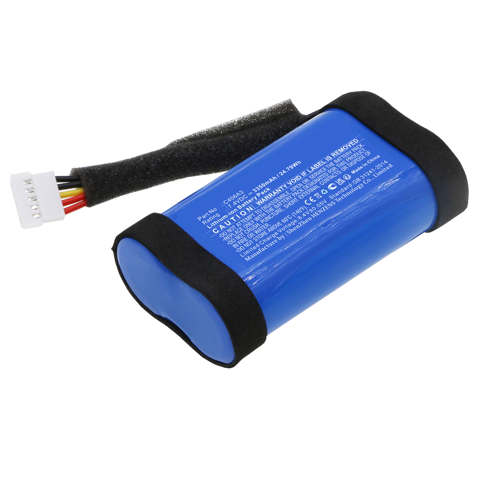Synergy Digital Speaker Battery, Compatible with Marshall C406A3 Speaker Battery (Li-ion, 7.4V, 3350mAh)