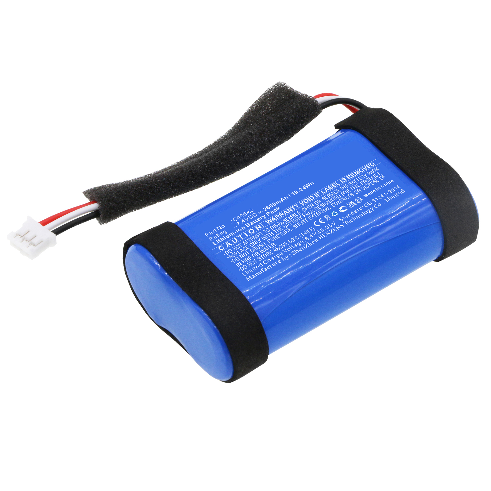 Synergy Digital Speaker Battery, Compatible with Marshall C406A2 Speaker Battery (Li-ion, 7.4V, 2600mAh)