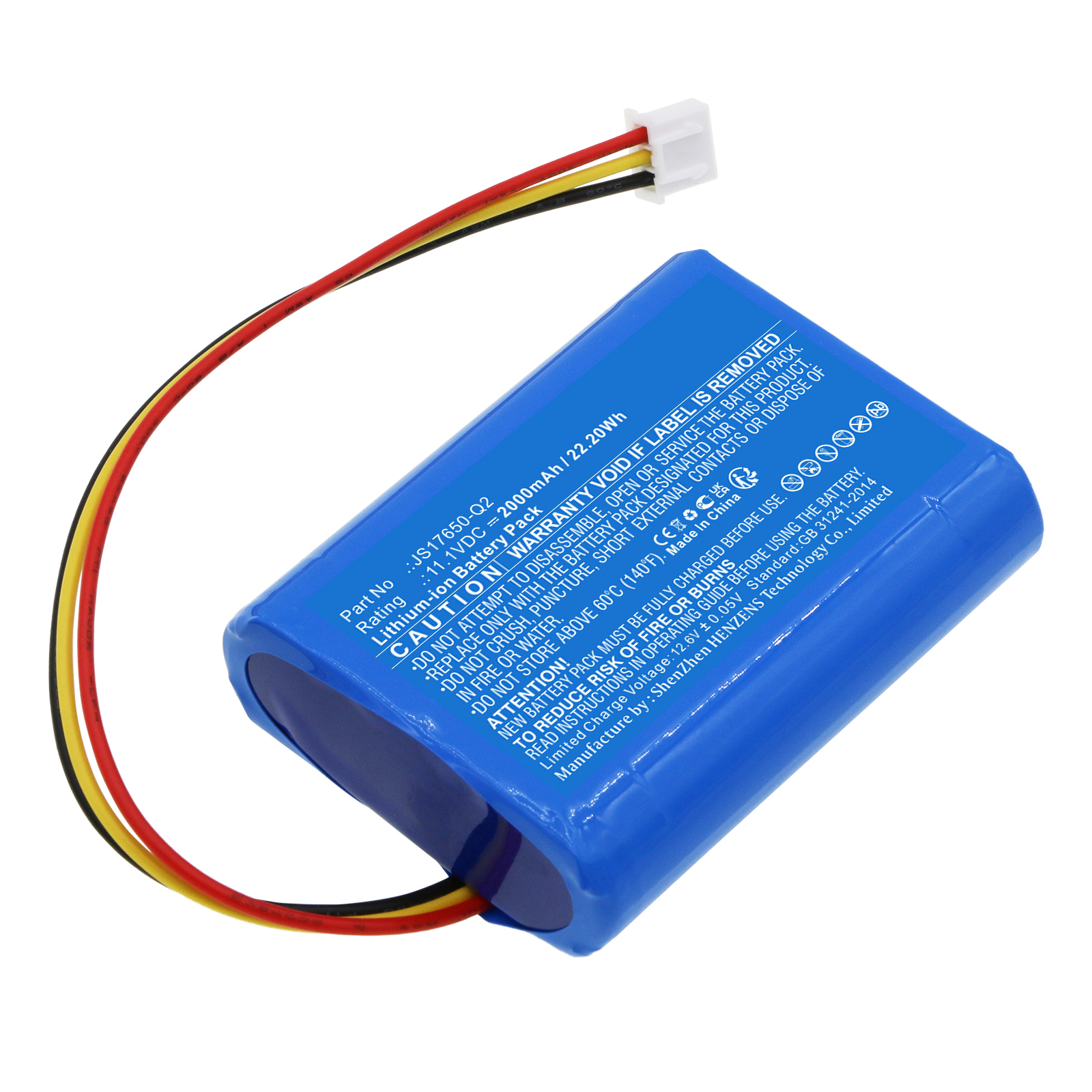 Synergy Digital Speaker Battery, Compatible with AR JS17650-Q2 Speaker Battery (Li-ion, 11.1V, 2000mAh)