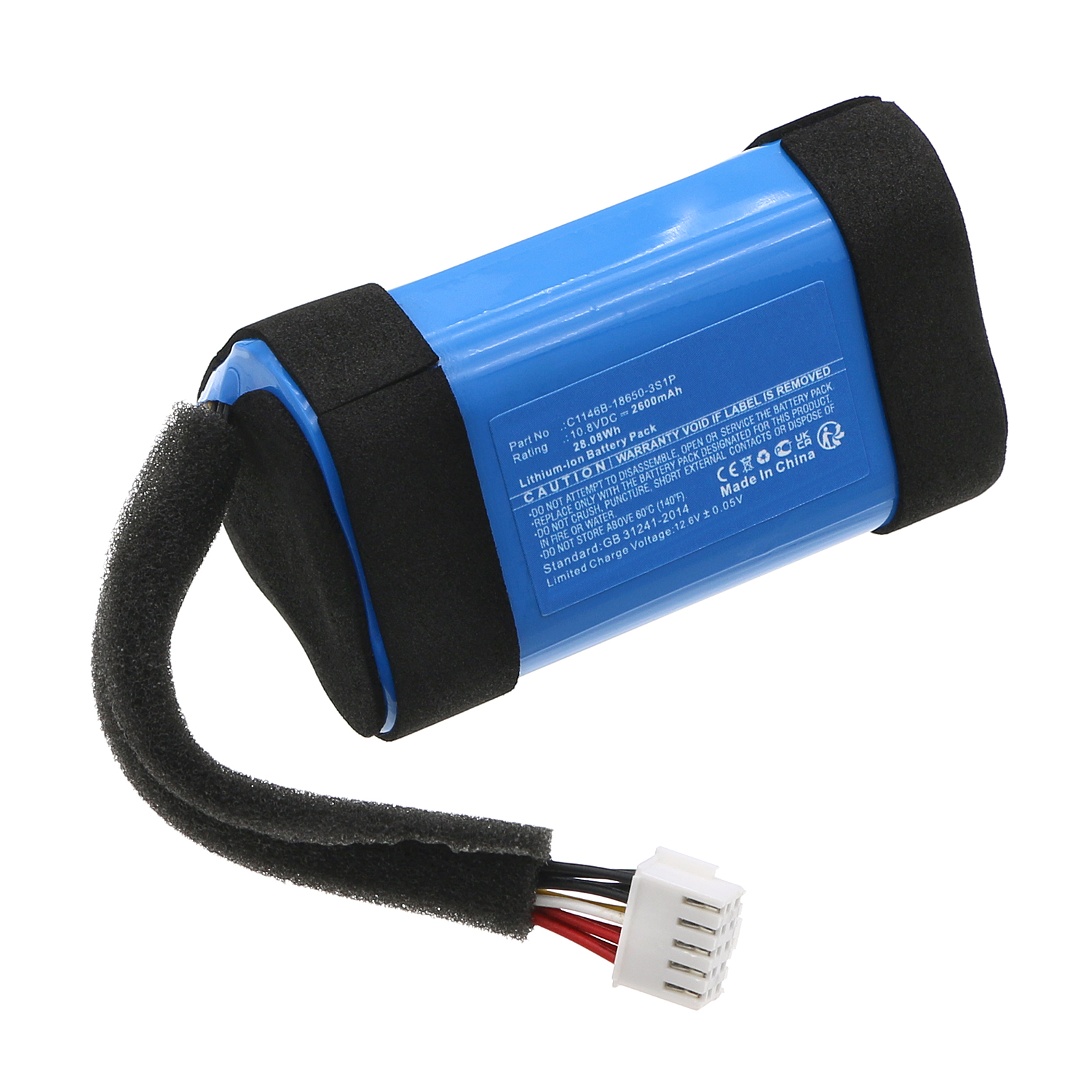 Synergy Digital Speaker Battery, Compatible with Harman/Kardon C1146B-18650-3S1P Speaker Battery (Li-ion, 10.8V, 2600mAh)