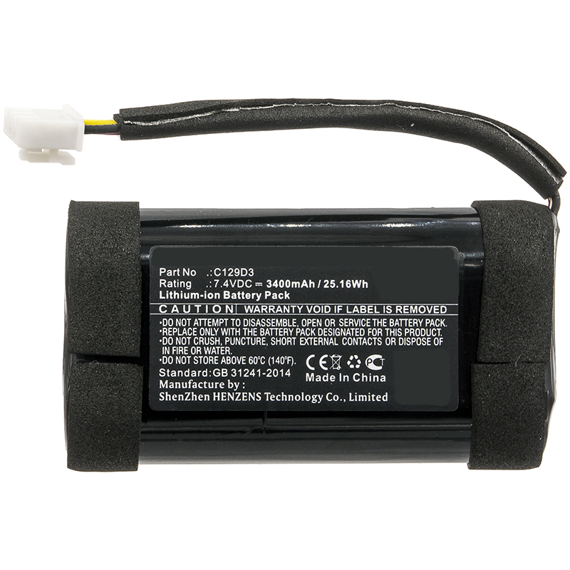 Synergy Digital Speaker Battery, Compatiable with Bang & Olufsen C129D3 Speaker Battery (7.4V, Li-ion, 3400mAh)