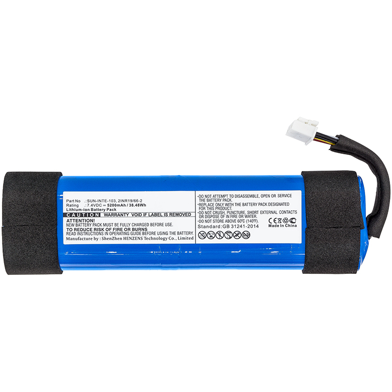 Synergy Digital Speaker Battery, Compatible with JBL 2INR19/66-2, SUN-INTE-103 Speaker Battery (7.4V, Li-ion, 5200mAh)