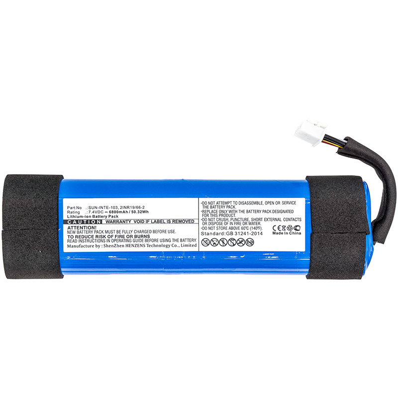 Synergy Digital Speaker Battery, Compatiable with JBL 2INR19/66-2, SUN-INTE-103 Speaker Battery (7.4V, Li-ion, 6800mAh)