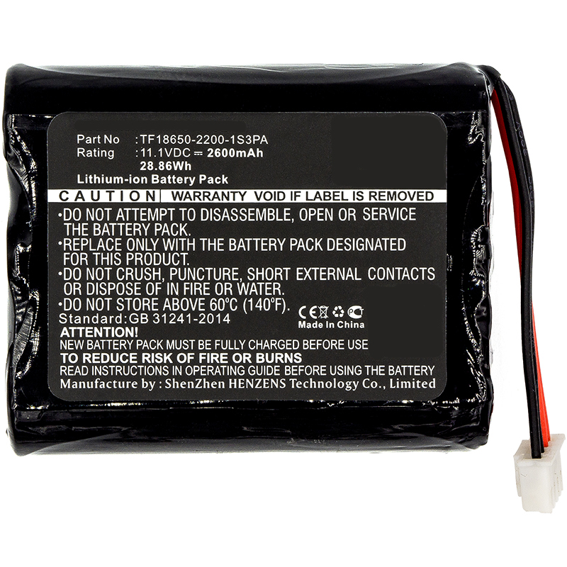 Synergy Digital Speaker Battery, Compatiable with Marshall TF18650-2200-1S3PA Speaker Battery (11.1V, Li-ion, 2600mAh)