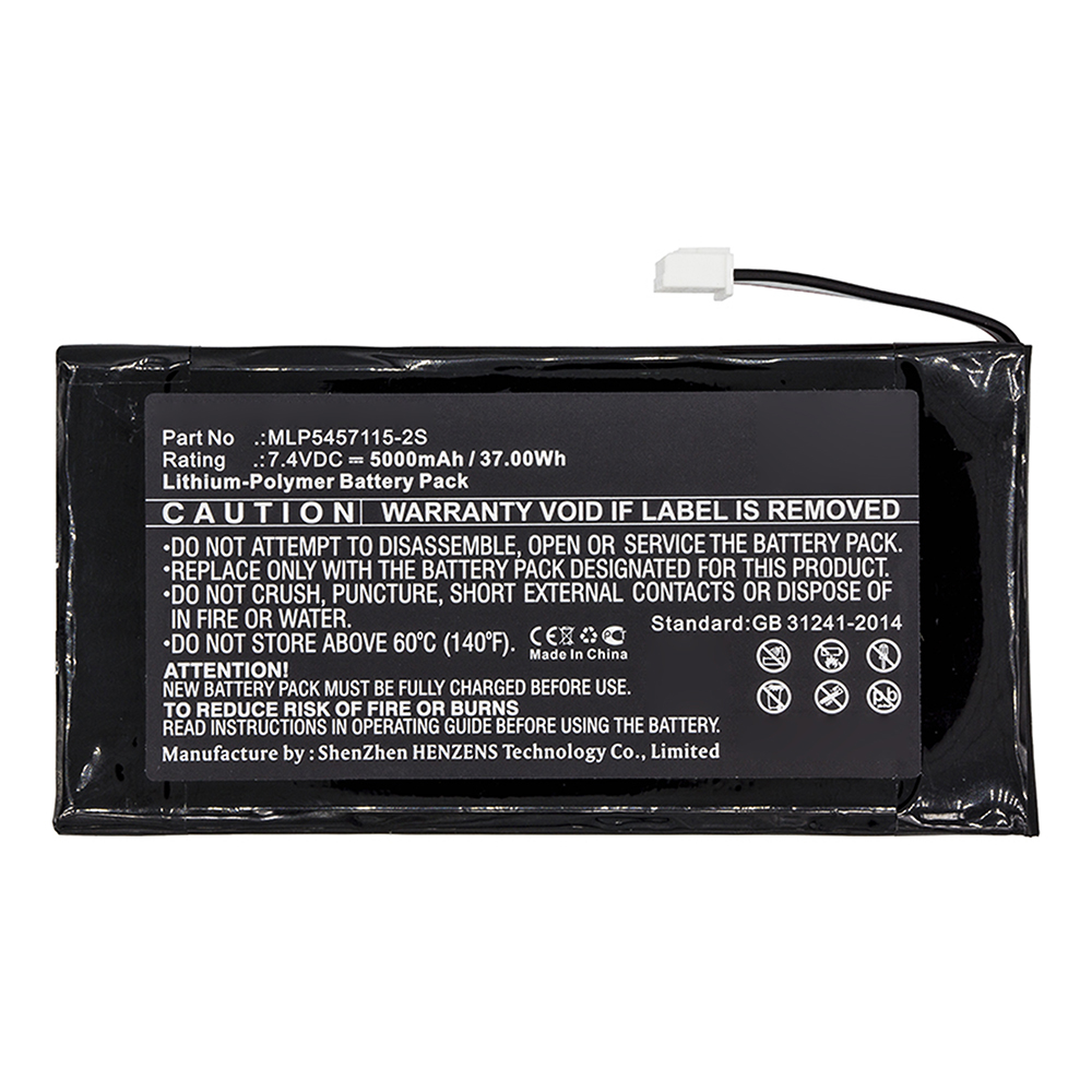 Synergy Digital Speaker Battery, Compatible with Infinity MLP5457115-2S Speaker Battery (Li-Pol, 7.4V, 5000mAh)