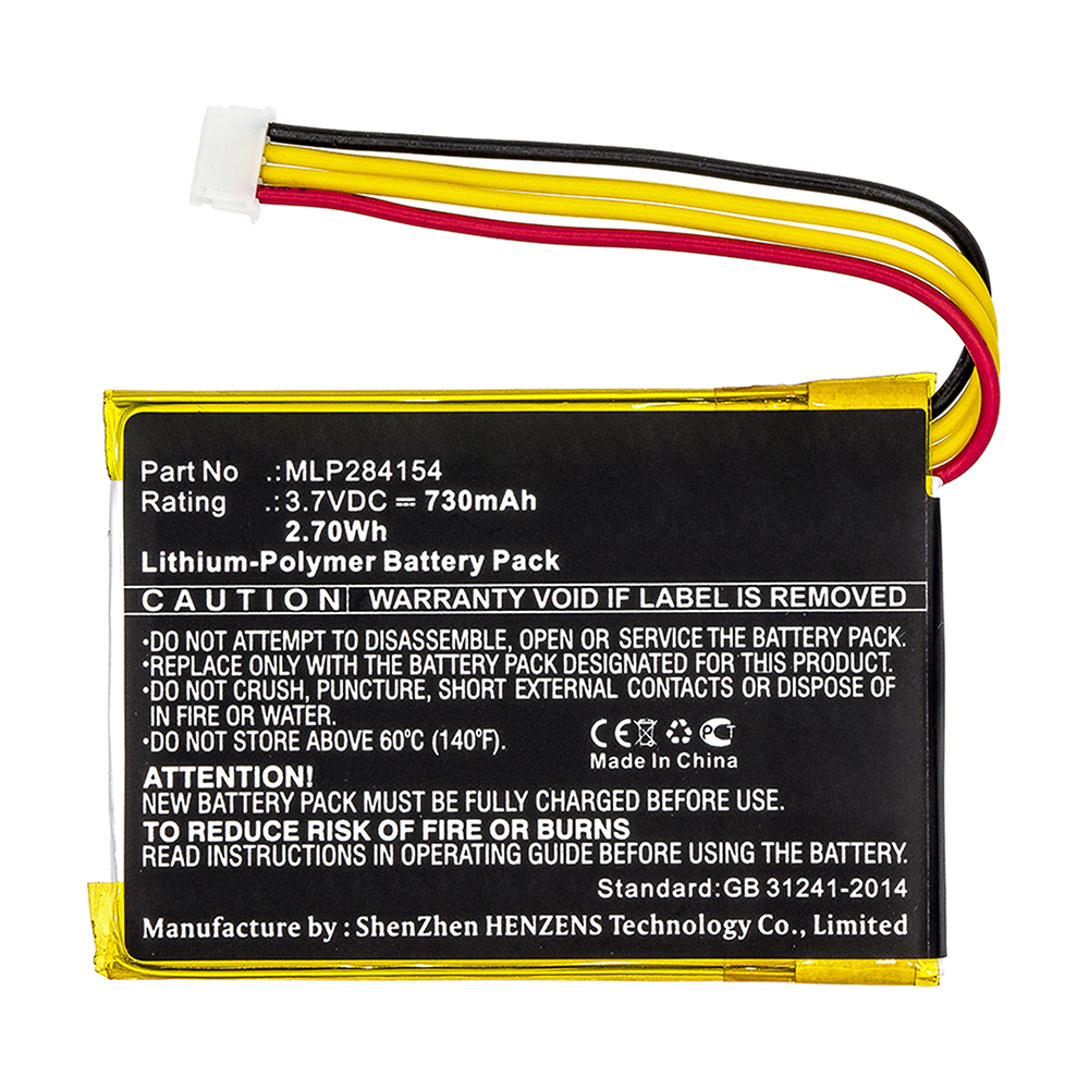 Synergy Digital Speaker Battery, Compatible with JBL MLP284154 Speaker Battery (Li-Pol, 3.7V, 730mAh)