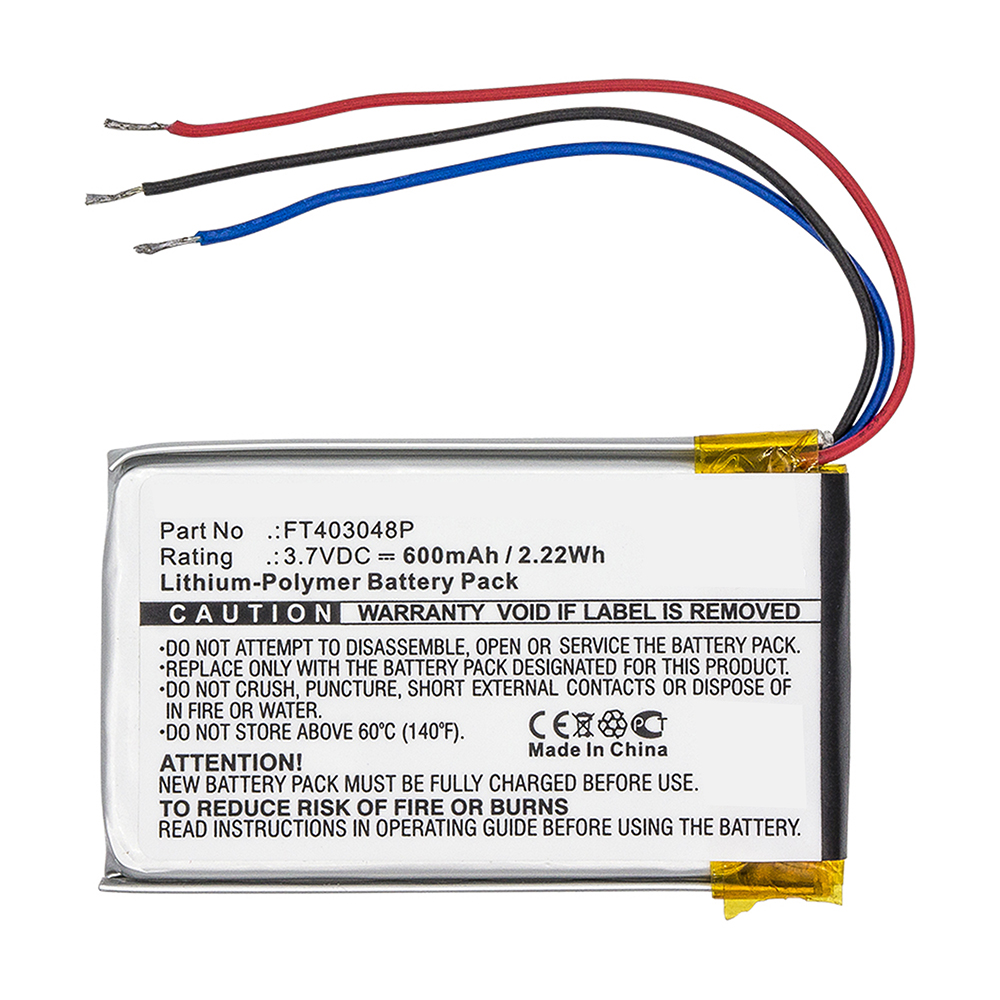 Synergy Digital Speaker Battery, Compatible with JBL FT403048P Speaker Battery (Li-Pol, 3.7V, 600mAh)