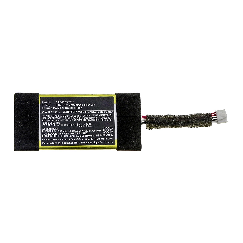 Synergy Digital Speaker Battery, Compatible with LG EAC63558705 Speaker Battery (Li-Pol, 3.8V, 3700mAh)