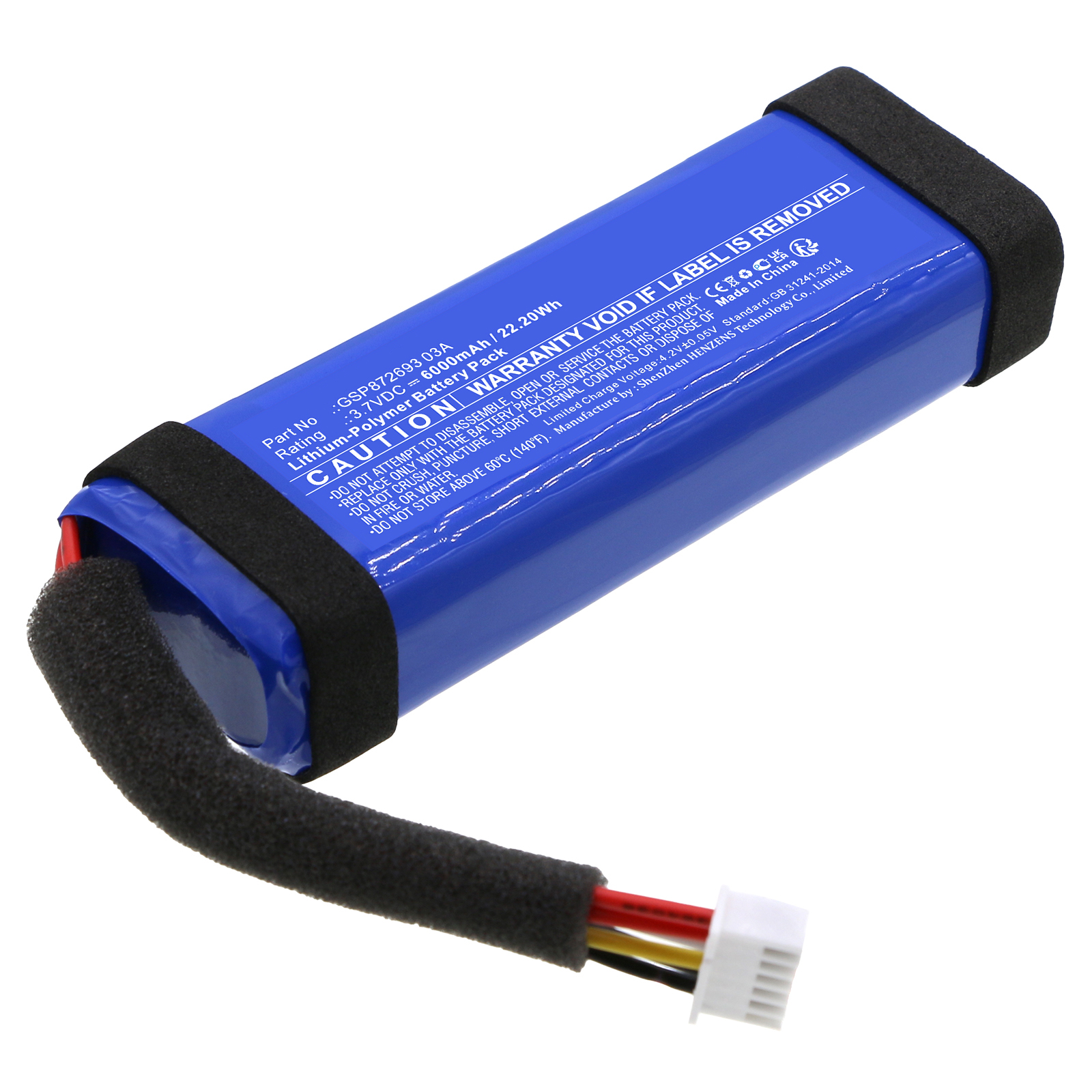 Synergy Digital Speaker Battery, Compatible with Harman/Kardon GSP872693 03A Speaker Battery (Li-Pol, 3.7V, 6000mAh)