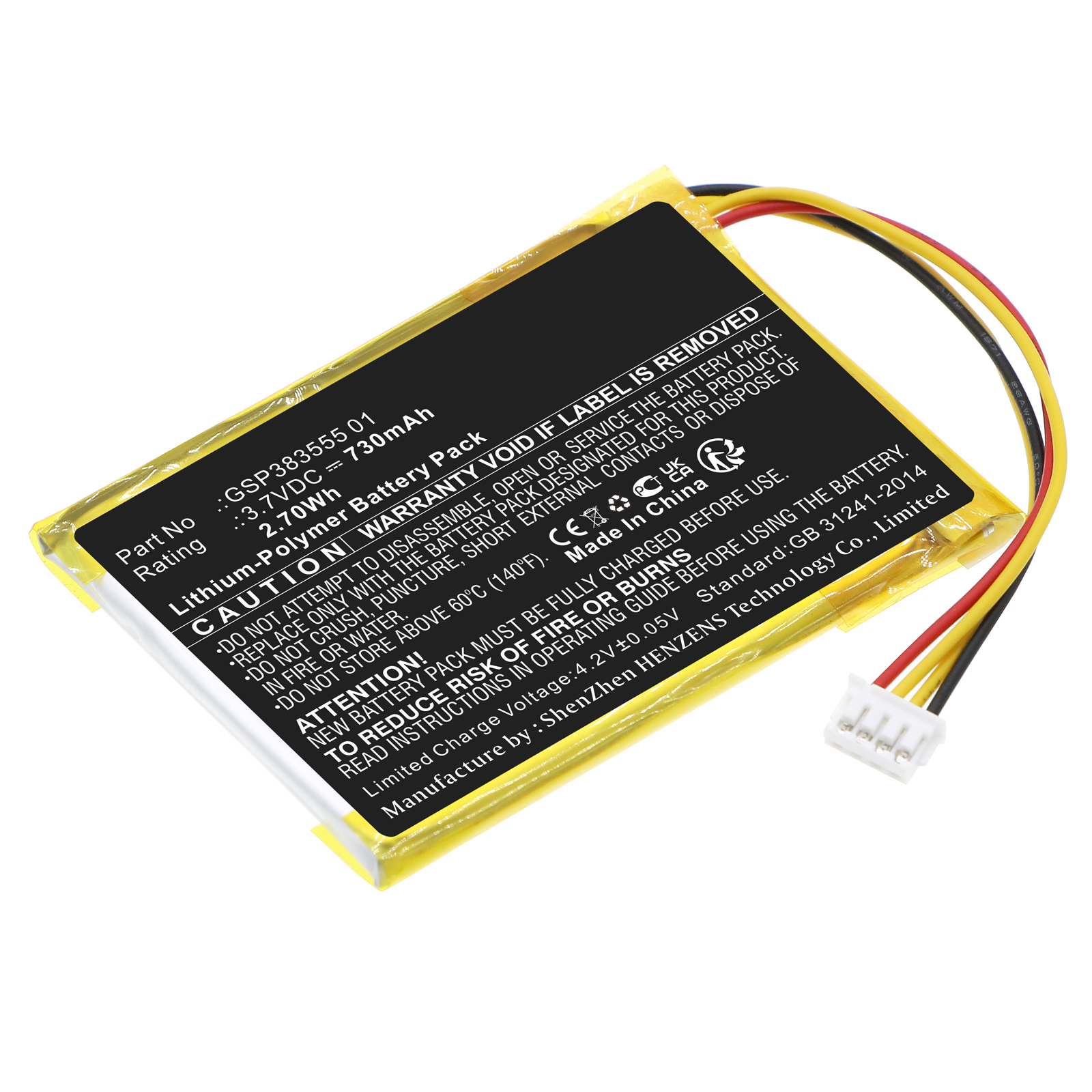 Synergy Digital Speaker Battery, Compatible with JBL GSP383555 01 Speaker Battery (Li-Pol, 3.7V, 730mAh)