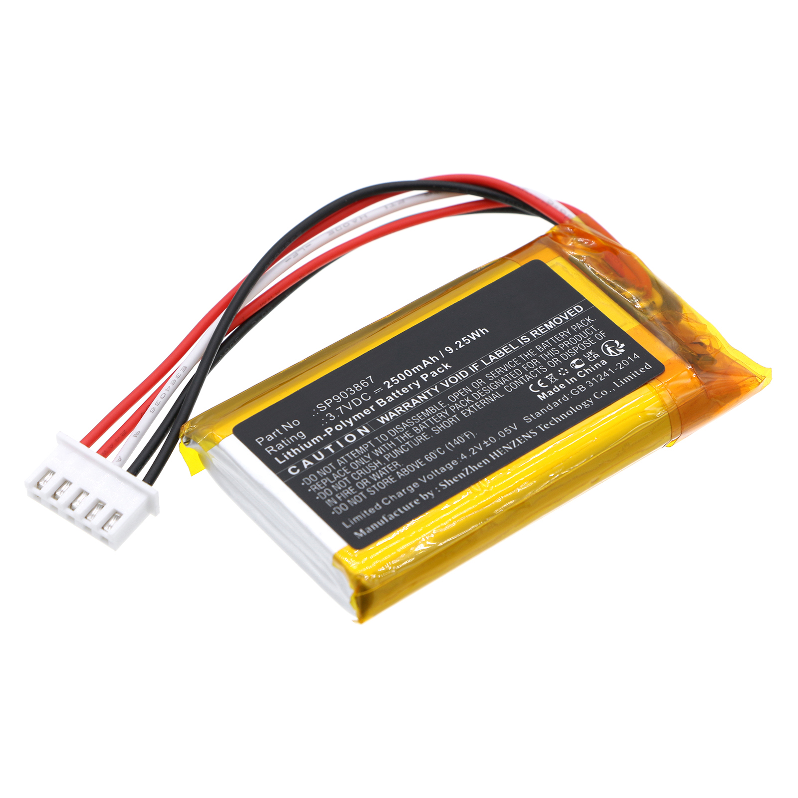 Synergy Digital Speaker Battery, Compatible with Sony SP903867 Speaker Battery (Li-Pol, 3.7V, 2500mAh)