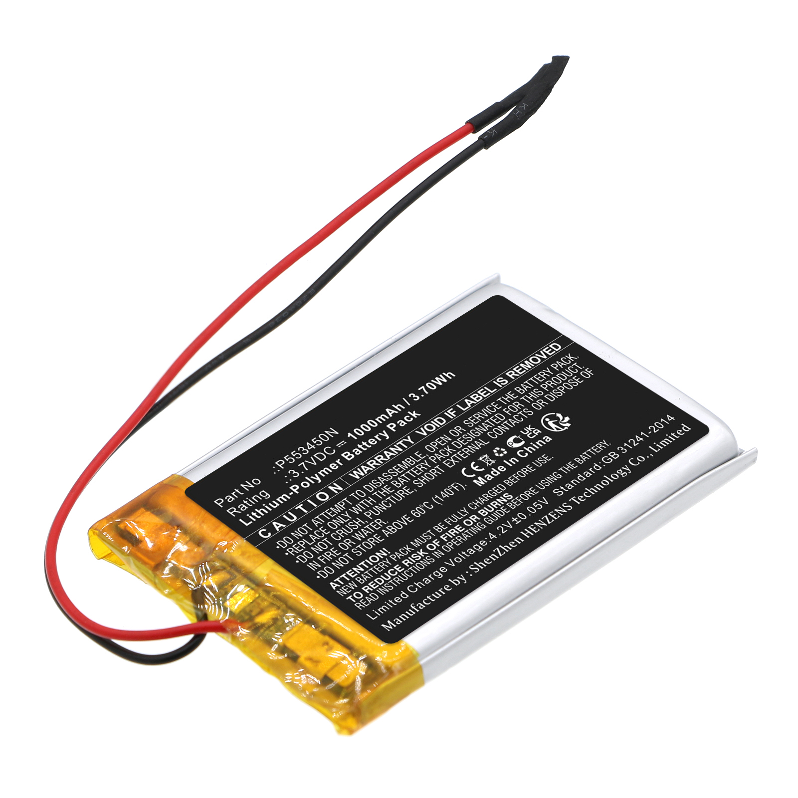 Synergy Digital Speaker Battery, Compatible with Skullcandy P553450N Speaker Battery (Li-Pol, 3.7V, 1000mAh)