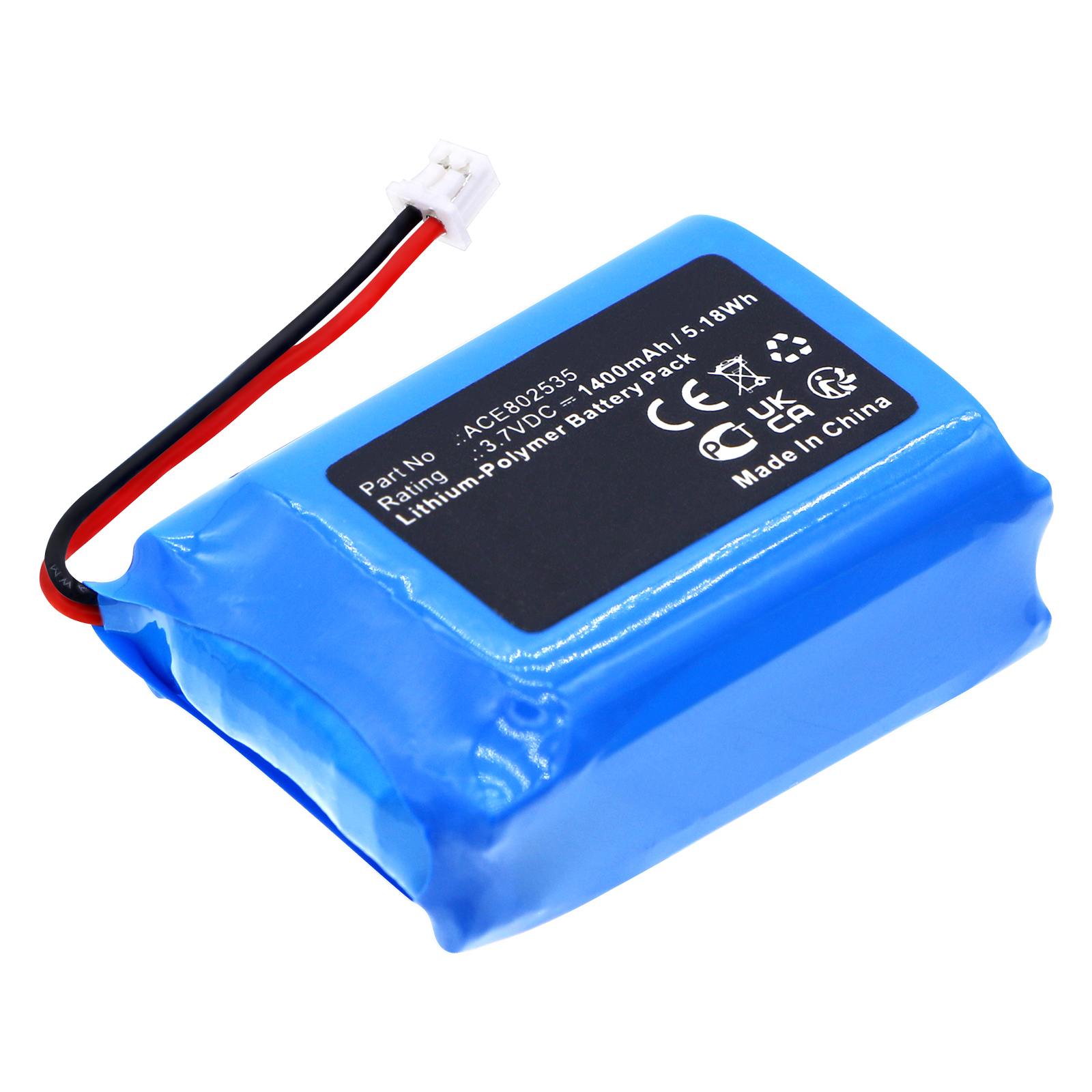 Synergy Digital Speaker Battery, Compatible with Divoom ACE802535 Speaker Battery (Li-Pol, 3.7V, 1400mAh)