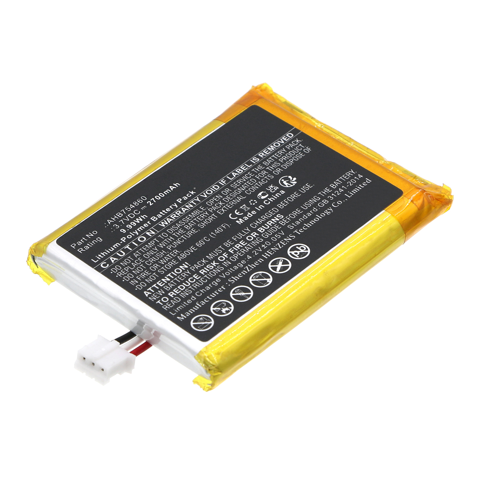 Synergy Digital Speaker Battery, Compatible with Divoom AHB754860 Speaker Battery (Li-Pol, 3.7V, 2700mAh)