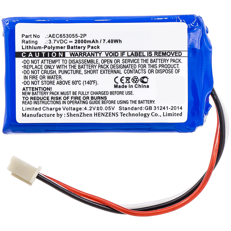 Synergy Digital Speaker Battery, Compatiable with JBL AEC653055-2P Speaker Battery (3.7V, Li-Pol, 2000mAh)