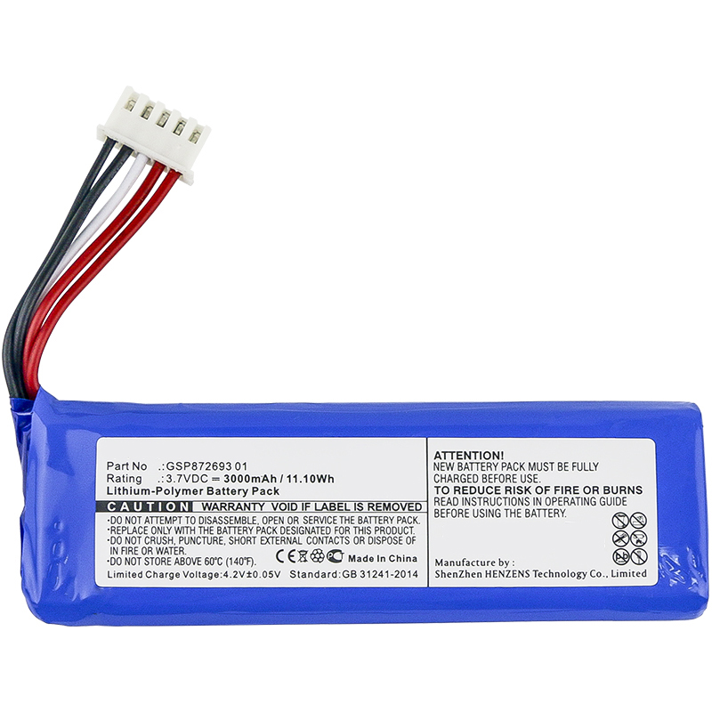 Synergy Digital Speaker Battery, Compatiable with JBL GSP872693 01 Speaker Battery (3.7V, Li-Pol, 3000mAh)