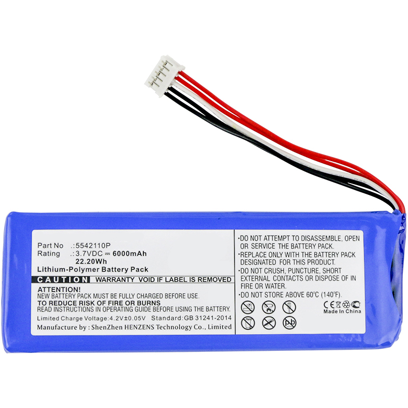 Synergy Digital Speaker Battery, Compatiable with JBL 5542110P Speaker Battery (3.7V, Li-Pol, 6000mAh)