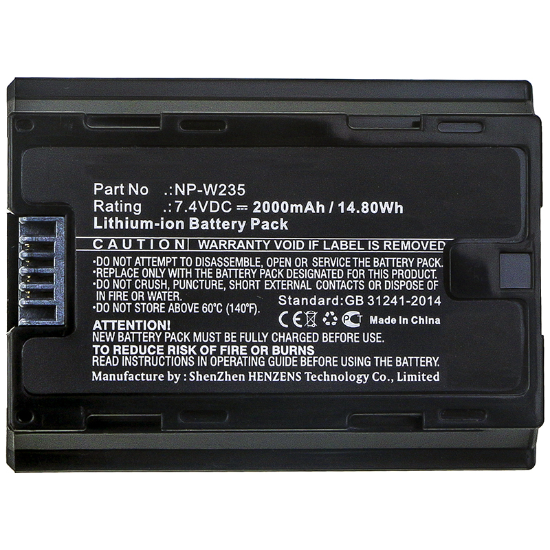 Synergy Digital Digital Camera Battery, Compatible with NP-W235 Digital Camera Battery (7.4V, Li-ion, 2000mAh)
