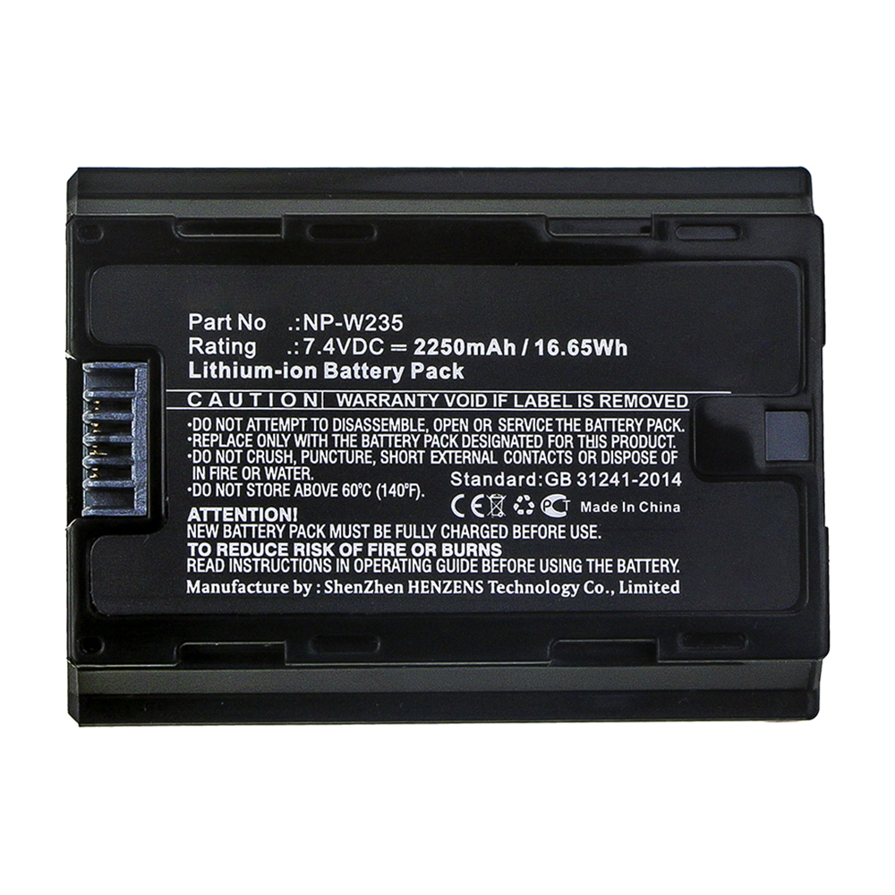 Synergy Digital Digital Camera Battery, Compatible with NP-W235 Digital Camera Battery (7.4V, Li-ion, 2250mAh)