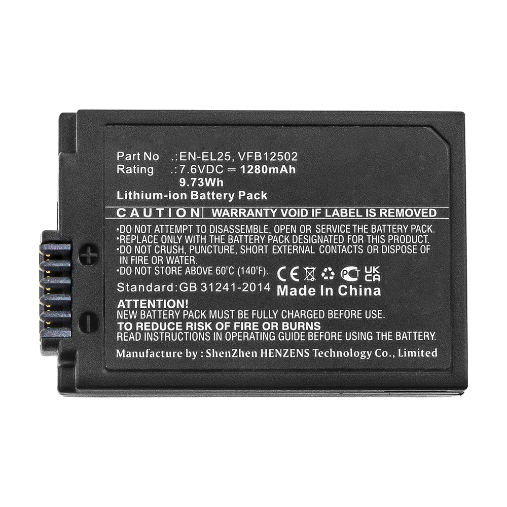 Synergy Digital Digital Camera Battery, Compatible with EN-EL25 Digital Camera Battery (7.6V, Li-ion, 1280mAh)