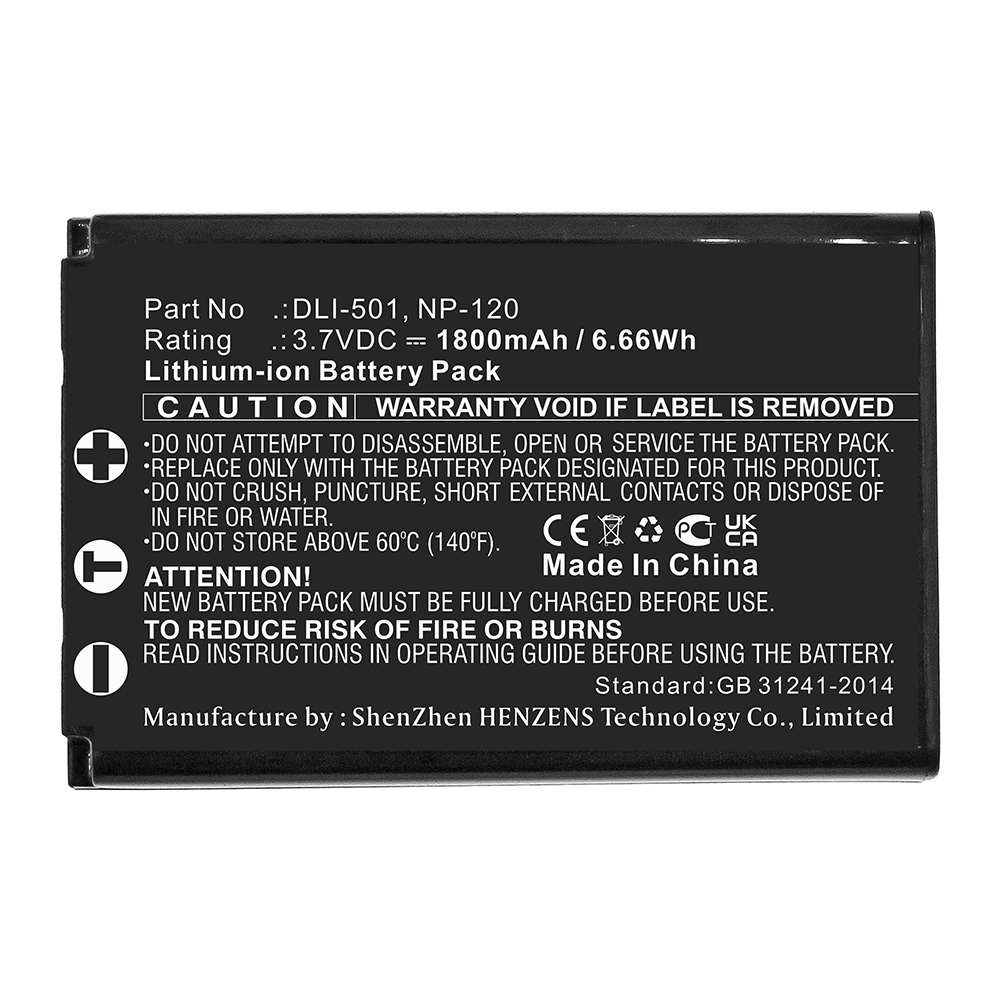 Synergy Digital Digital Camera Battery, Compatible with Praktica NP-120 Digital Camera Battery (Li-ion, 3.7V, 1800mAh)