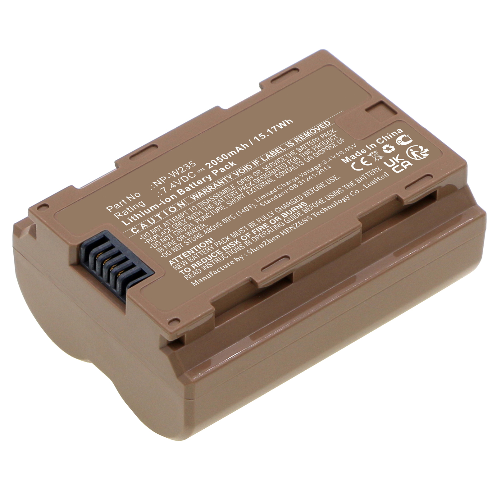 Synergy Digital Digital Camera Battery, Compatible with Fujifilm NP-W235 Digital Camera Battery (Li-ion, 7.4V, 2050mAh) - Built-In USB-C Charging Feature