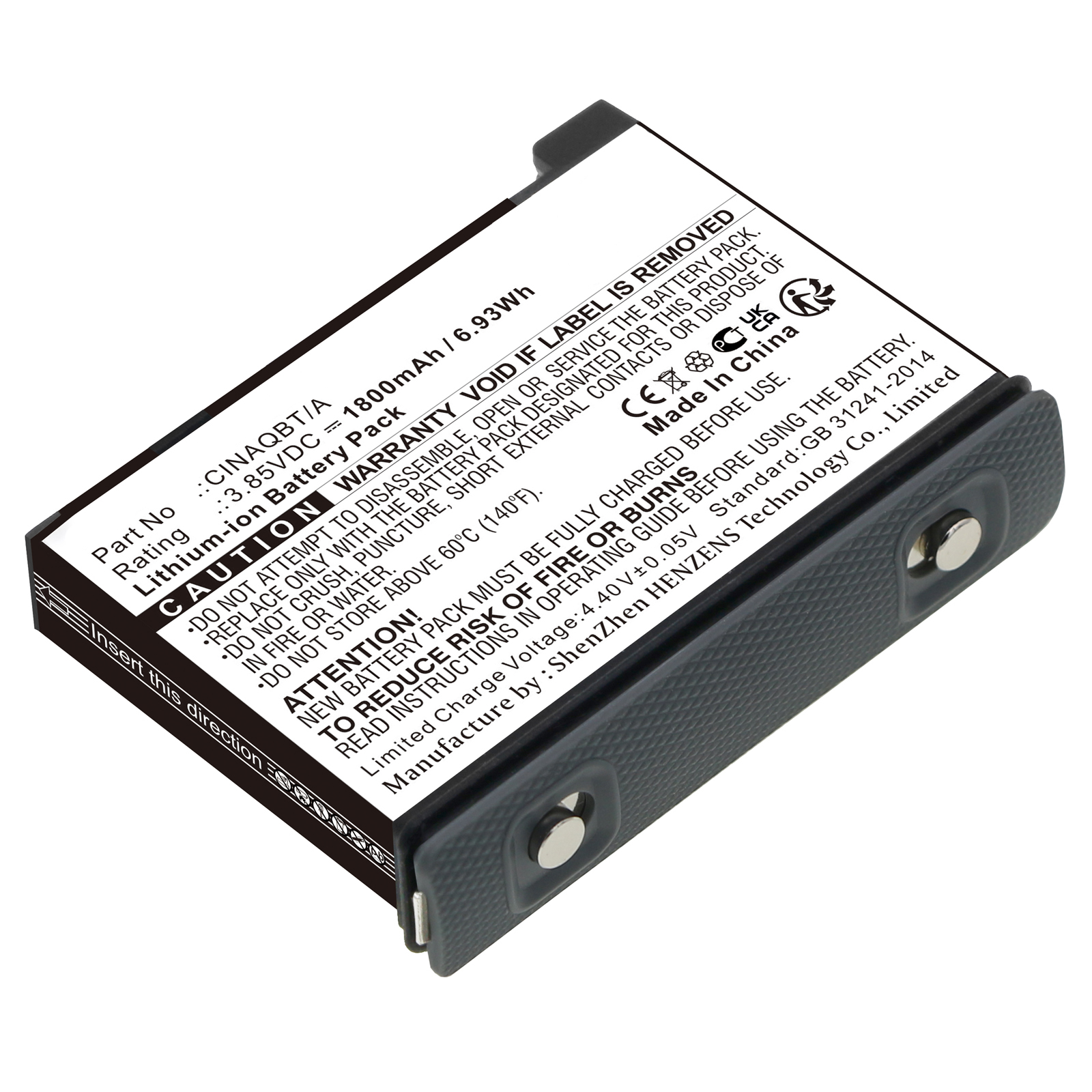 Synergy Digital Digital Camera Battery, Compatible with Insta360 CINAQBT/A Digital Camera Battery (Li-ion, 3.85V, 1800mAh)