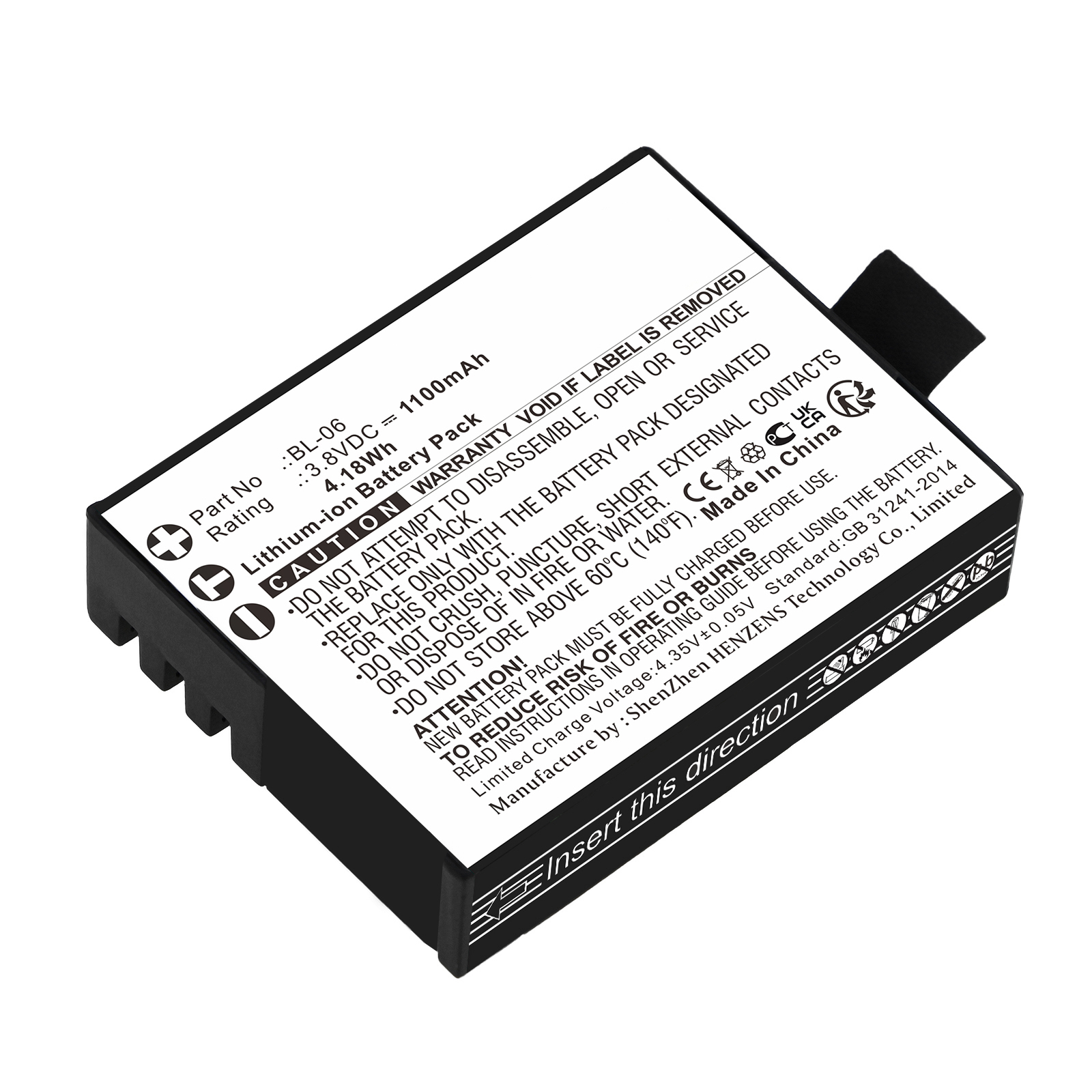 Synergy Digital Digital Camera Battery, Compatible with EZVIZ BL-06 Digital Camera Battery (Li-ion, 3.8V, 1100mAh)