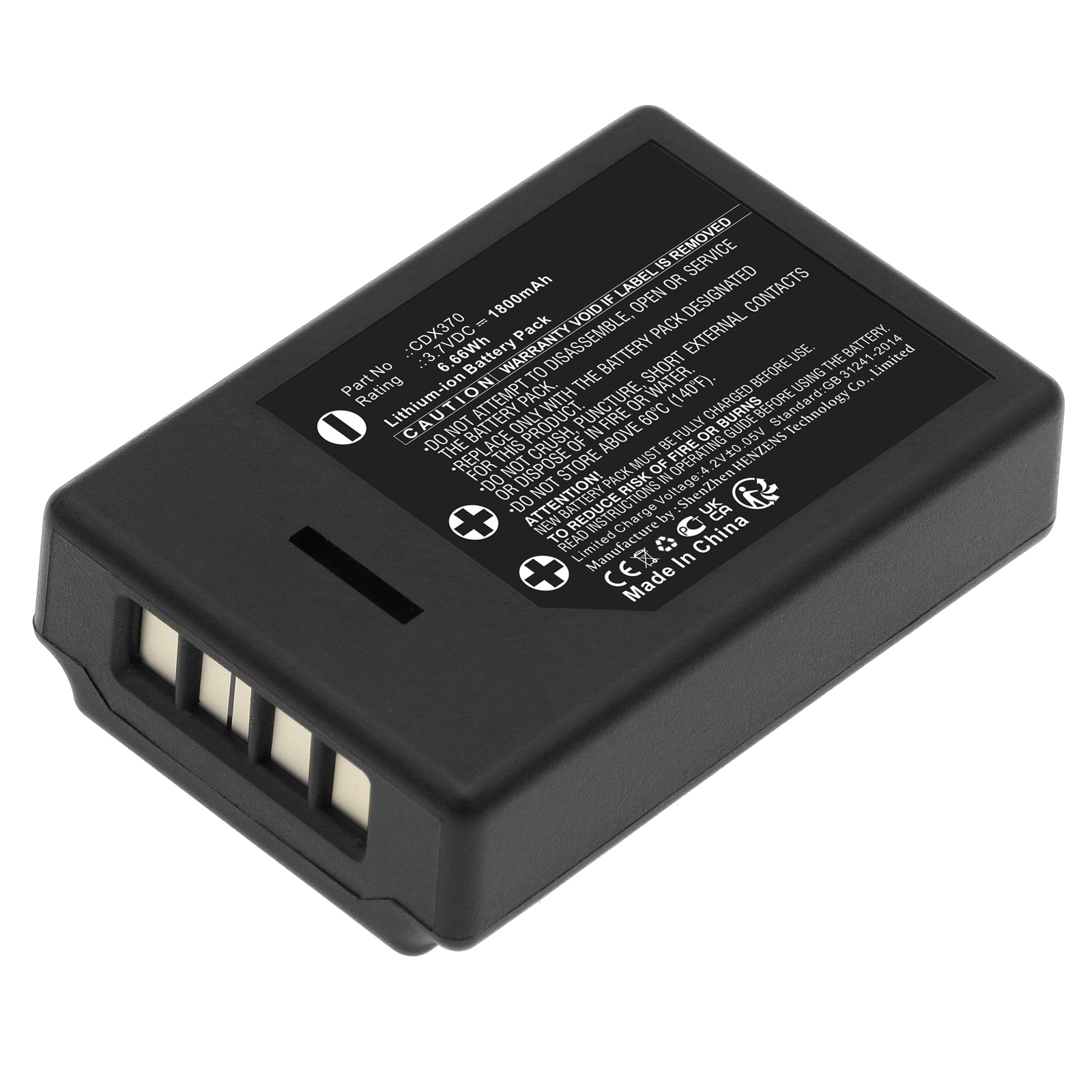 Synergy Digital Thermal Camera Battery, Compatible with CorDEX CDX370 Thermal Camera Battery (Li-ion, 3.7V, 1800mAh)