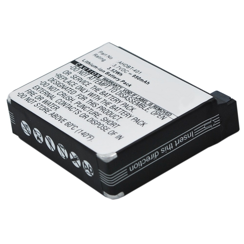 Synergy Digital Camera Battery, Compatible with GoPro Hero 4, Hero 4 Black, Hero 4 Silver, Hero 4+ Camera Battery (3.7, Li-ion, 950mAh)