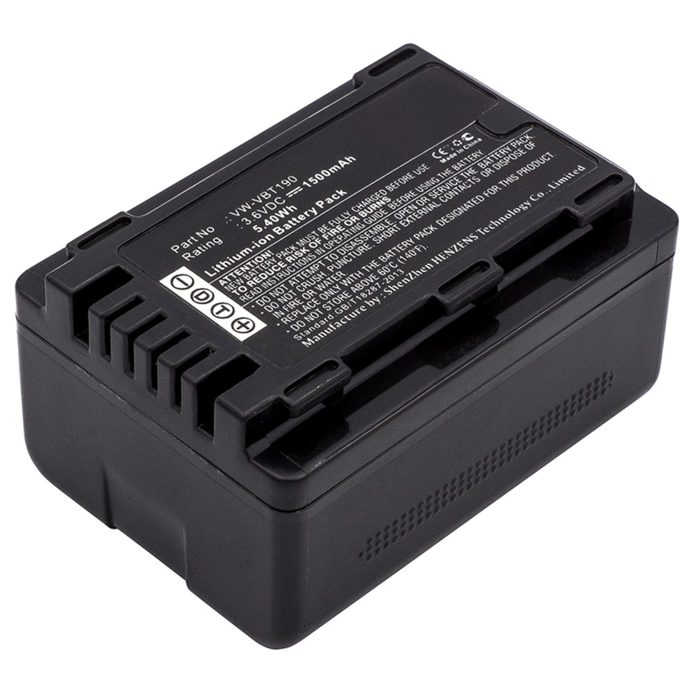 Synergy Digital Camera Battery, Compatible with Panasonic HC-250EB, HC-550EB, HC-727EB, HC-750EB, HC-770EB, HC-989, HC-V110, HC-V110GK, HC-V110MGK, HC-V130, HC-V210, HC-V210GK, HC-V210M, HC-V210MGK, HC-V270, HC-V520, HC-V520GK, HC-V520M, HC-V520MGK, HC-V720, HC-V720GK, HC-V720M, HC-V720MGK, HC-V770, HC-VX870, HC-W570, HC-W580, HC-W850EB, VXF-999 Camera Battery (3.6, Li-ion, 1500mAh)