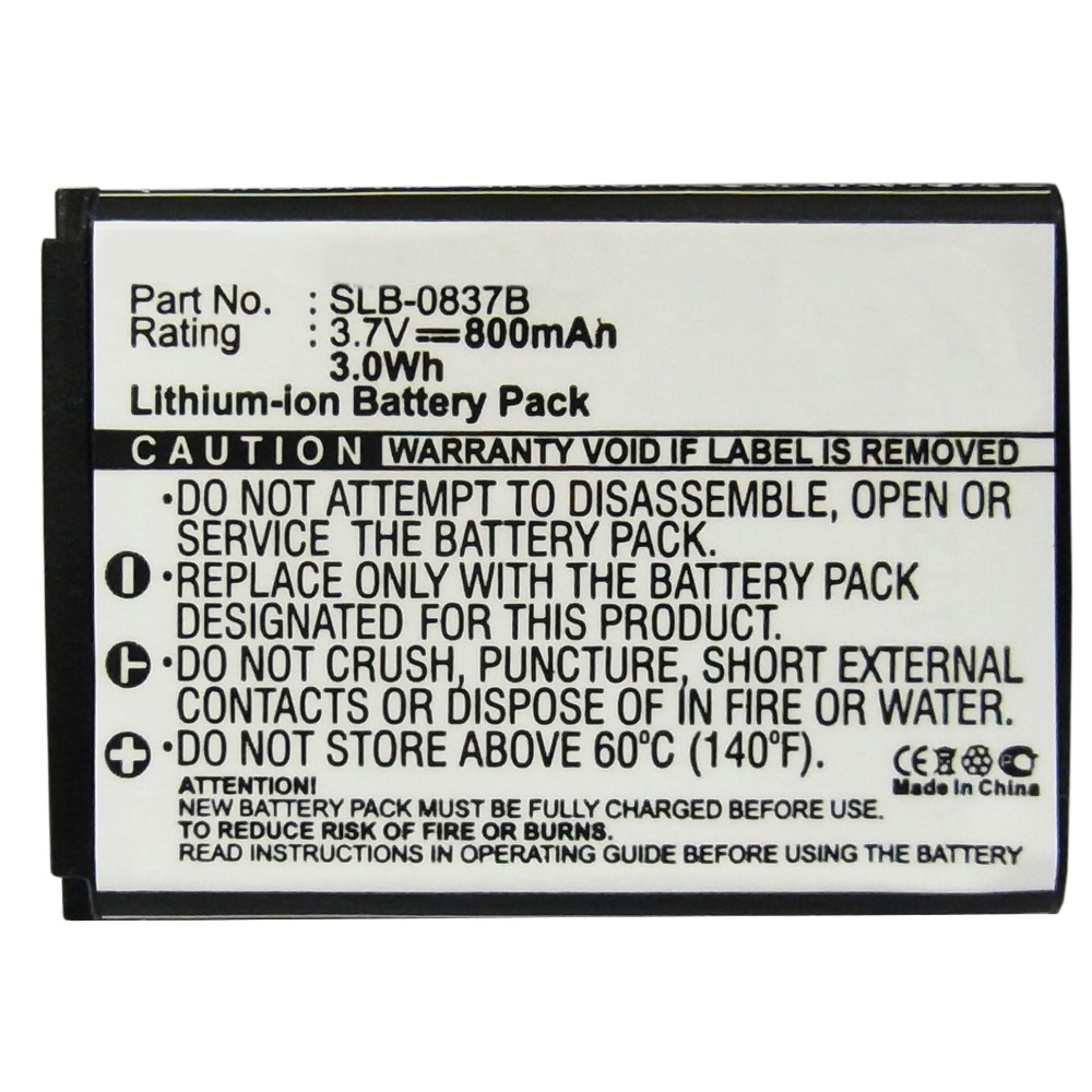 Synergy Digital Camera Battery, Compatible with Samsung Digimax L70, Digimax L70B, L201, L83T, NV10, NV15, NV20, NV8 Camera Battery (3.7, Li-ion, 800mAh)