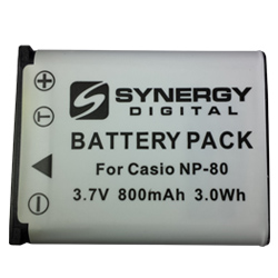 SDCANP80 Lithium-Ion Rechargeable Battery - Ultra High Capacity (3.7V 800 mAh) - Replacement for Casio NP-80 Battery