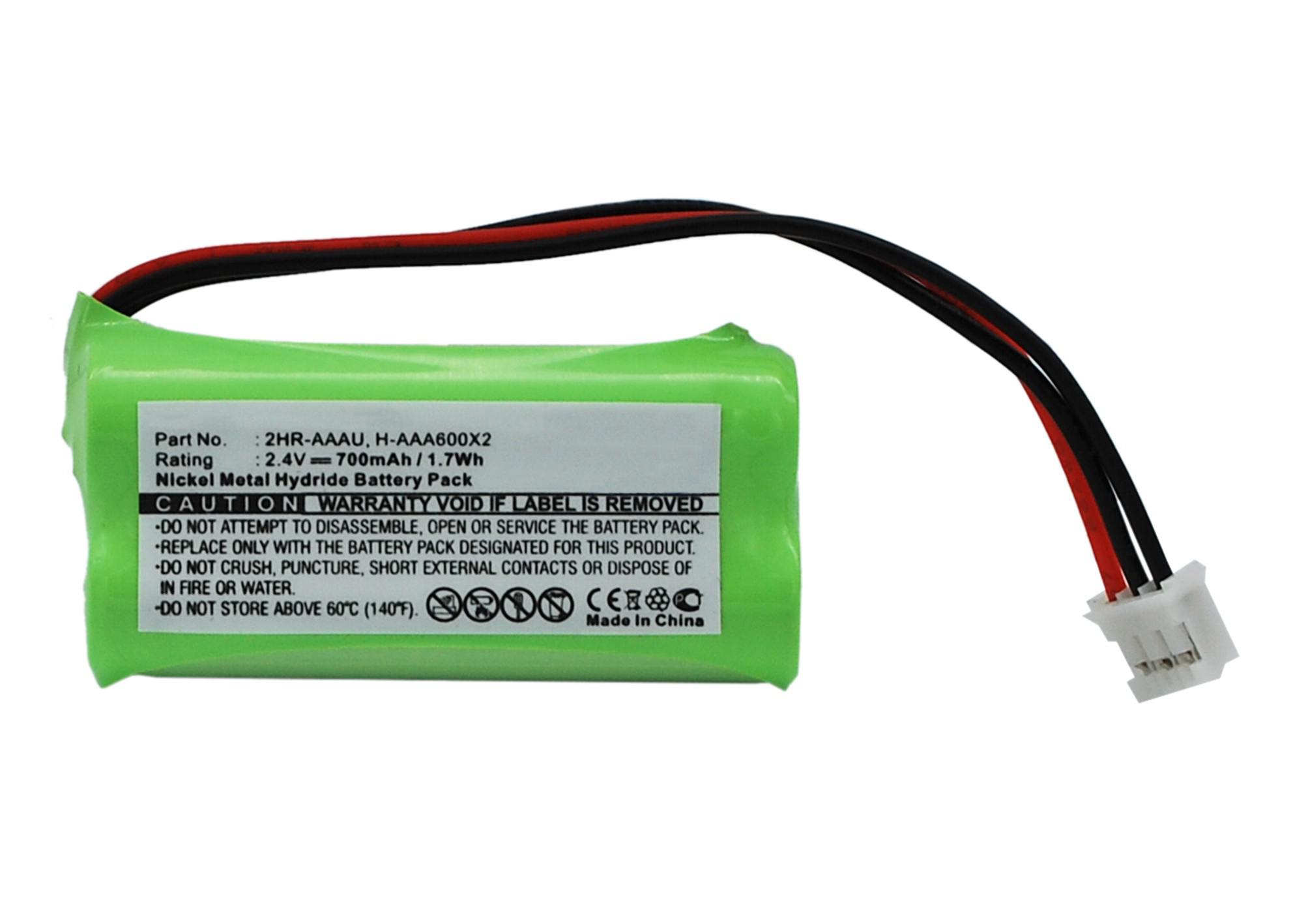 Synergy Digital Cordless Phone Battery, Compatible with 2HR-AAAU Cordless Phone Battery (2.4V, Ni-MH, 700mAh)