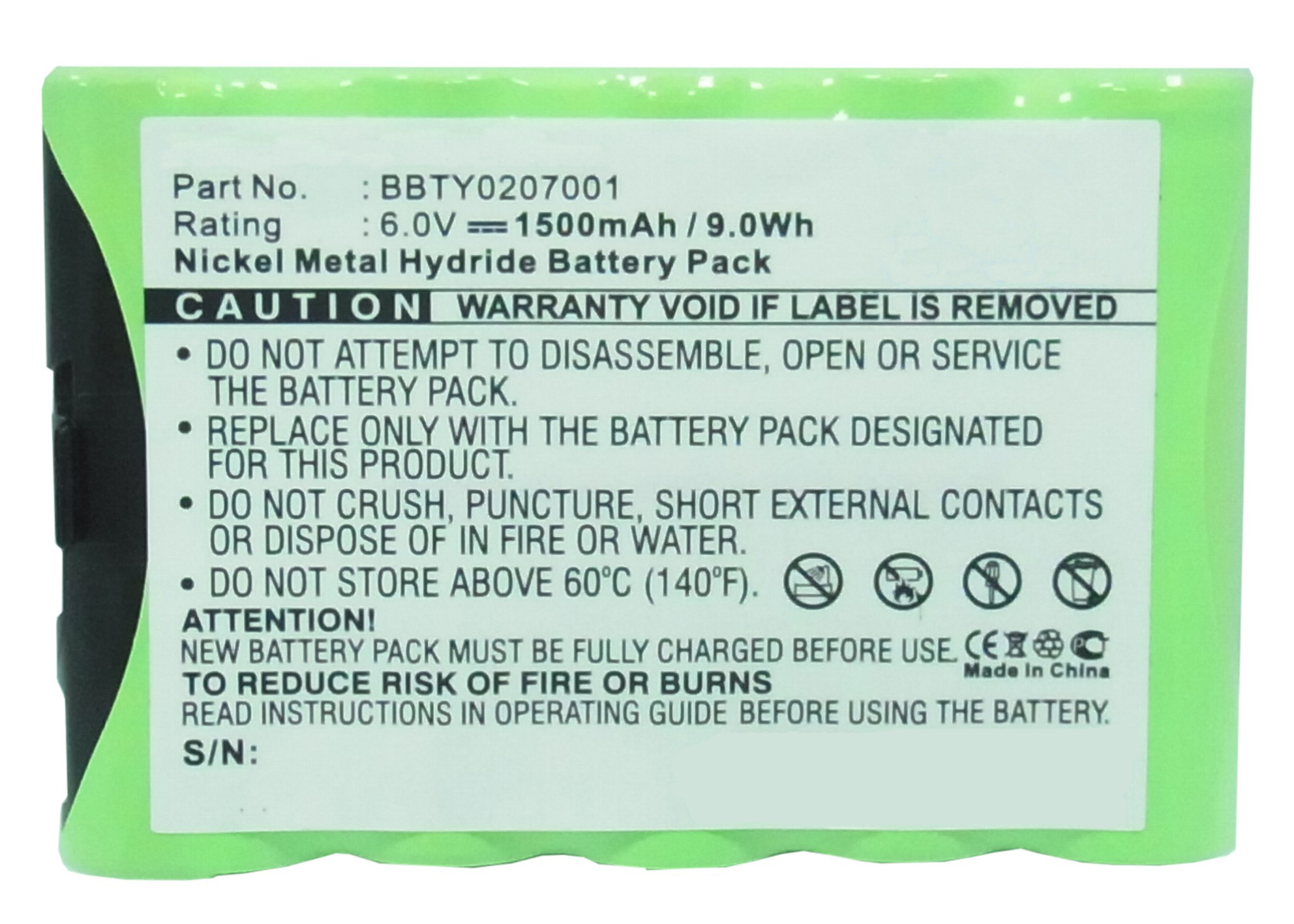 Synergy Digital Cordless Phone Battery, Compatible with Uniden BBTY0207001 Cordless Phone Battery (Ni-MH, 6V, 1500mAh)