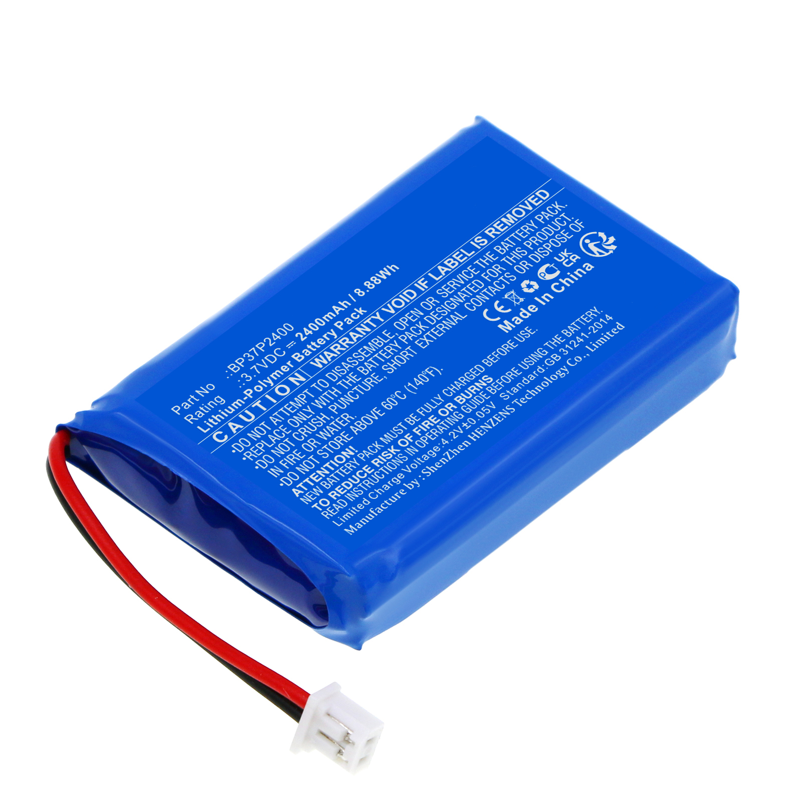 Synergy Digital Dog Collar Battery, Compatible with Dogtra BP37P2400 Dog Collar Battery (Li-Pol, 3.7V, 2400mAh)