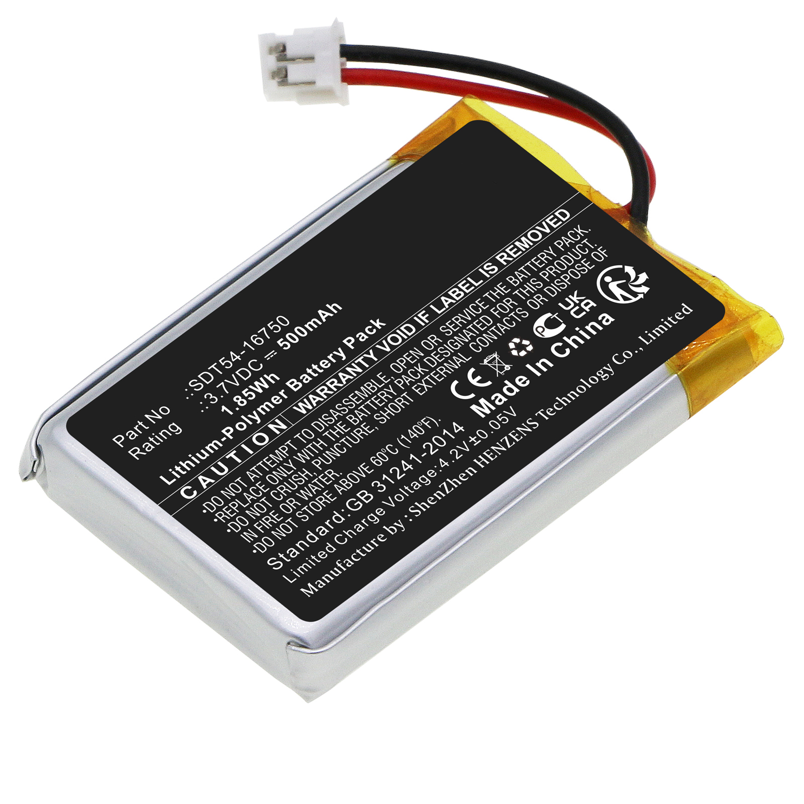 Synergy Digital Dog Collar Battery, Compatible with SportDog SDT54-16750 Dog Collar Battery (Li-Pol, 3.7V, 500mAh)