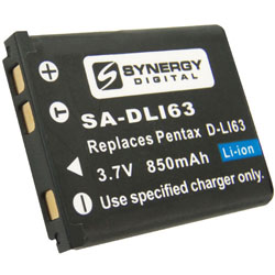 SDDLi63 Lithium-Ion Battery - Rechargeable Ultra High Capacity (3.7V 850 mAh) - Replacement for Pentax DL-i63 Battery