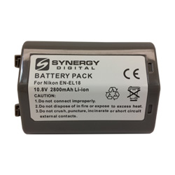 SDENEL18 Lithium-Ion Battery - Rechargeable Ultra High Capacity (2800 mAh 10.8V) - replacement for Nikon EN-EL18 Battery