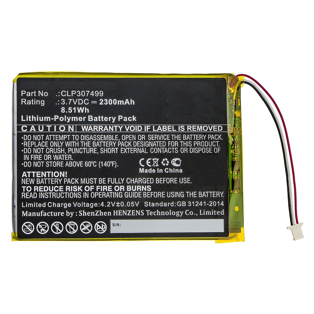 Synergy Digital E Book E Reader Battery, Compatible with Boyue CLP307499 E Book E Reader Battery (Li-Pol, 3.7V, 2300mAh)