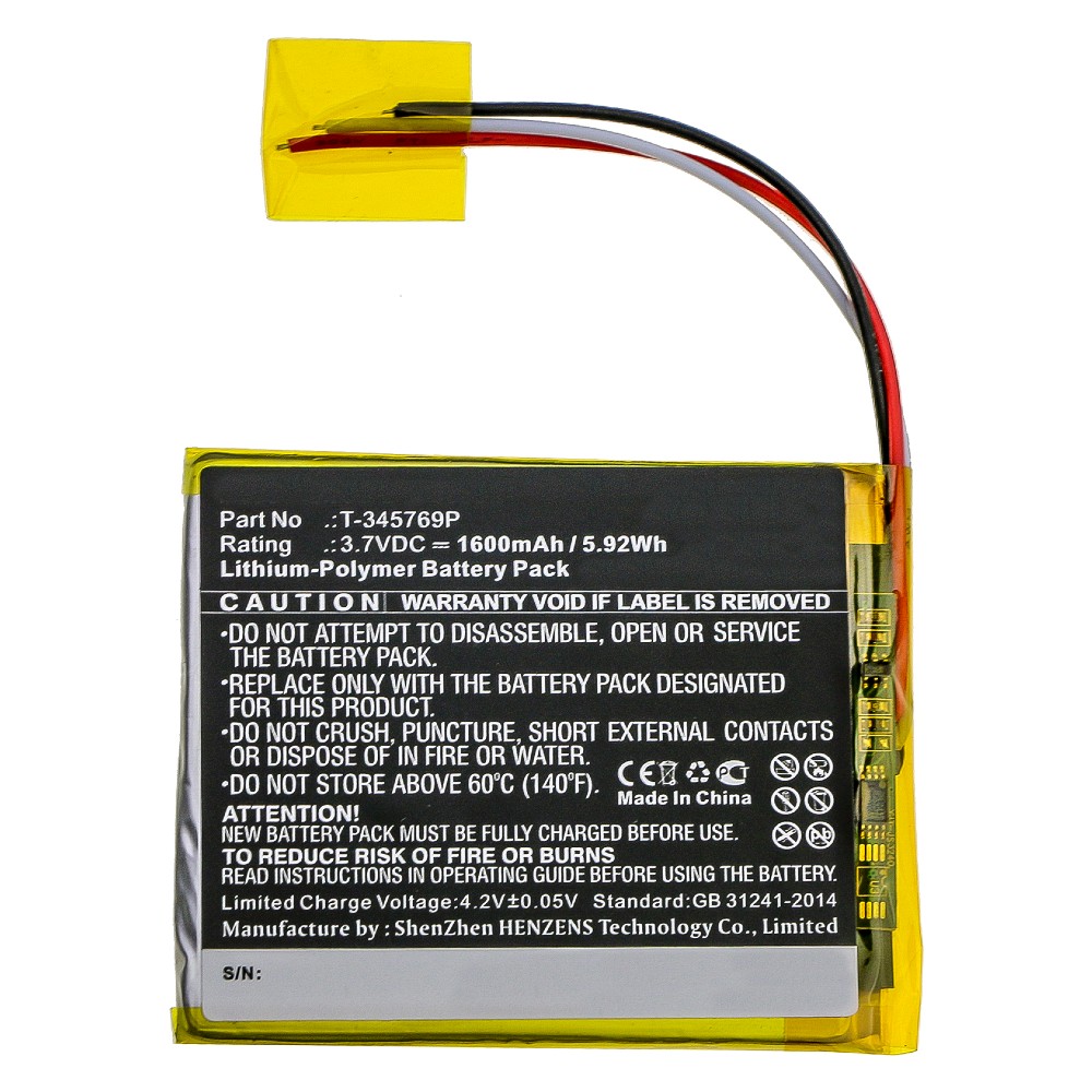 Synergy Digital E Book E Reader Battery, Compatible with Boyue T-345769P E Book E Reader Battery (Li-Pol, 3.7V, 1600mAh)