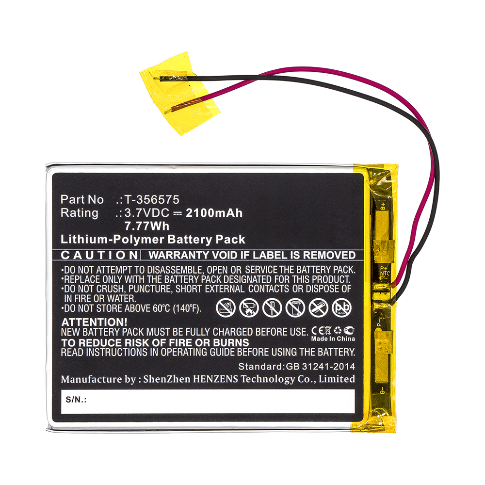 Synergy Digital E Book E Reader Battery, Compatible with Boyue T-356575 E Book E Reader Battery (Li-Pol, 3.7V, 2100mAh)